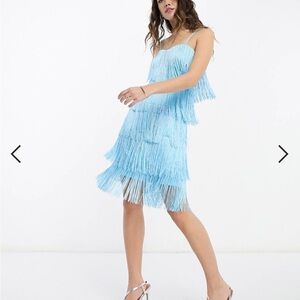 Chic Blue Fringe Dress